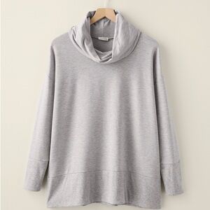 Garnet Hill Light Gray Cowl Neck long sleeve tunic top medium